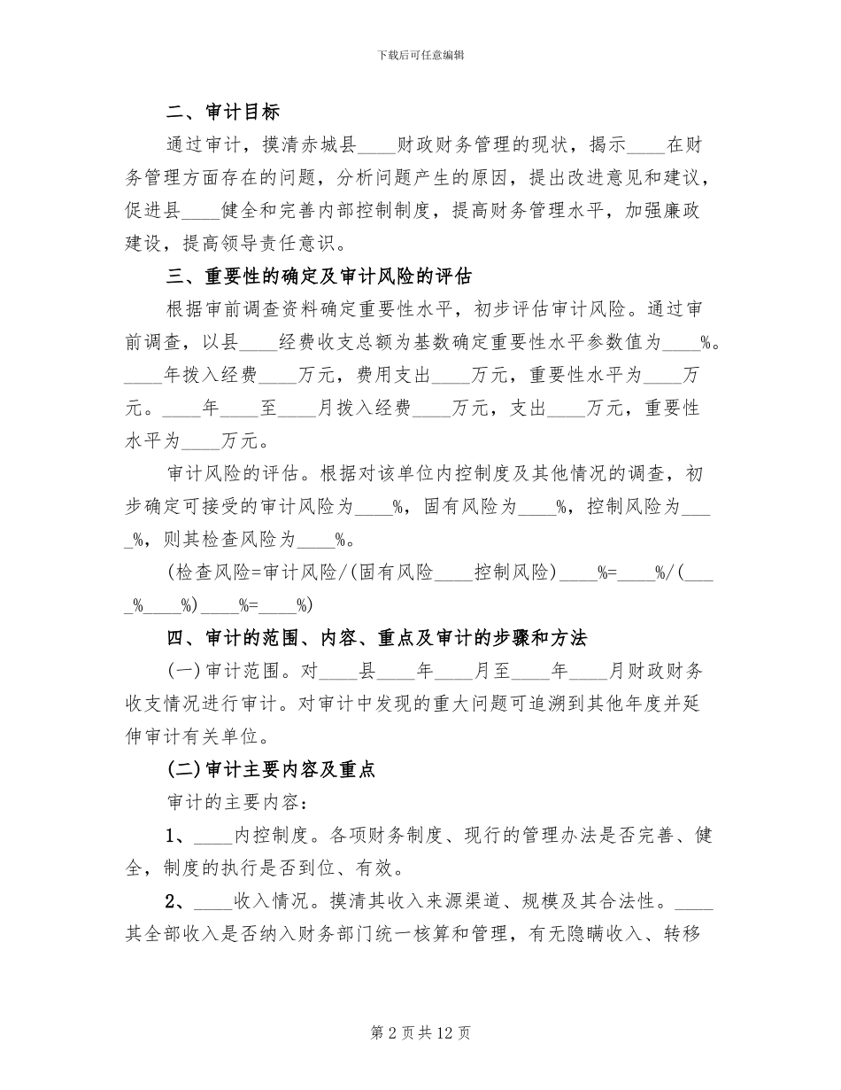 审计工作实施方案范文_第2页