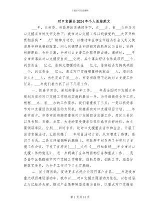 对口支援办2024年个人总结范文