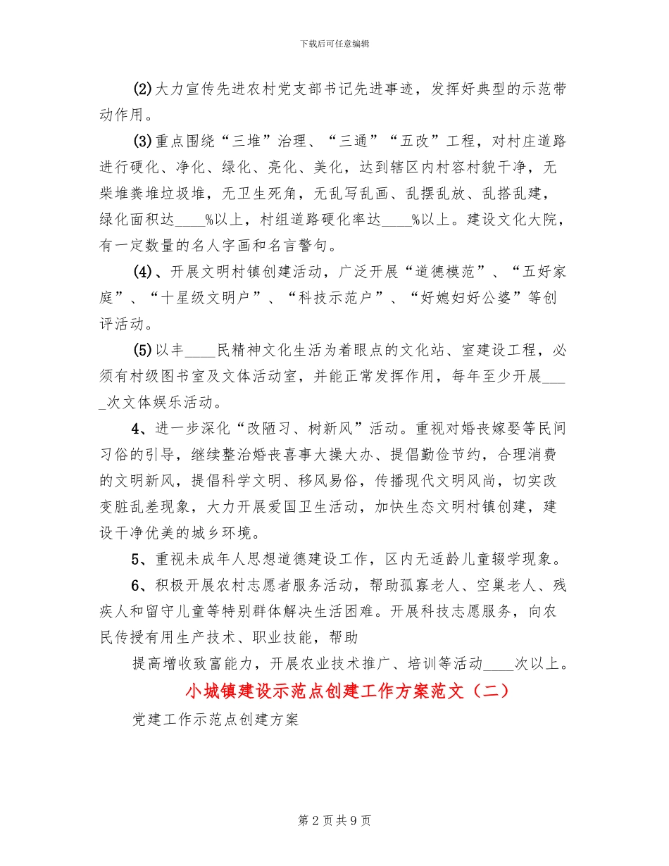 小城镇建设示范点创建工作方案范文_第2页