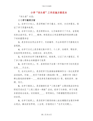 小学“回头看”工作实施方案范本