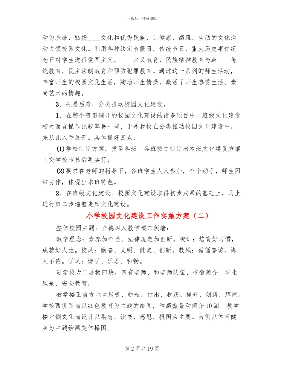 小学校园文化建设工作实施方案_第2页