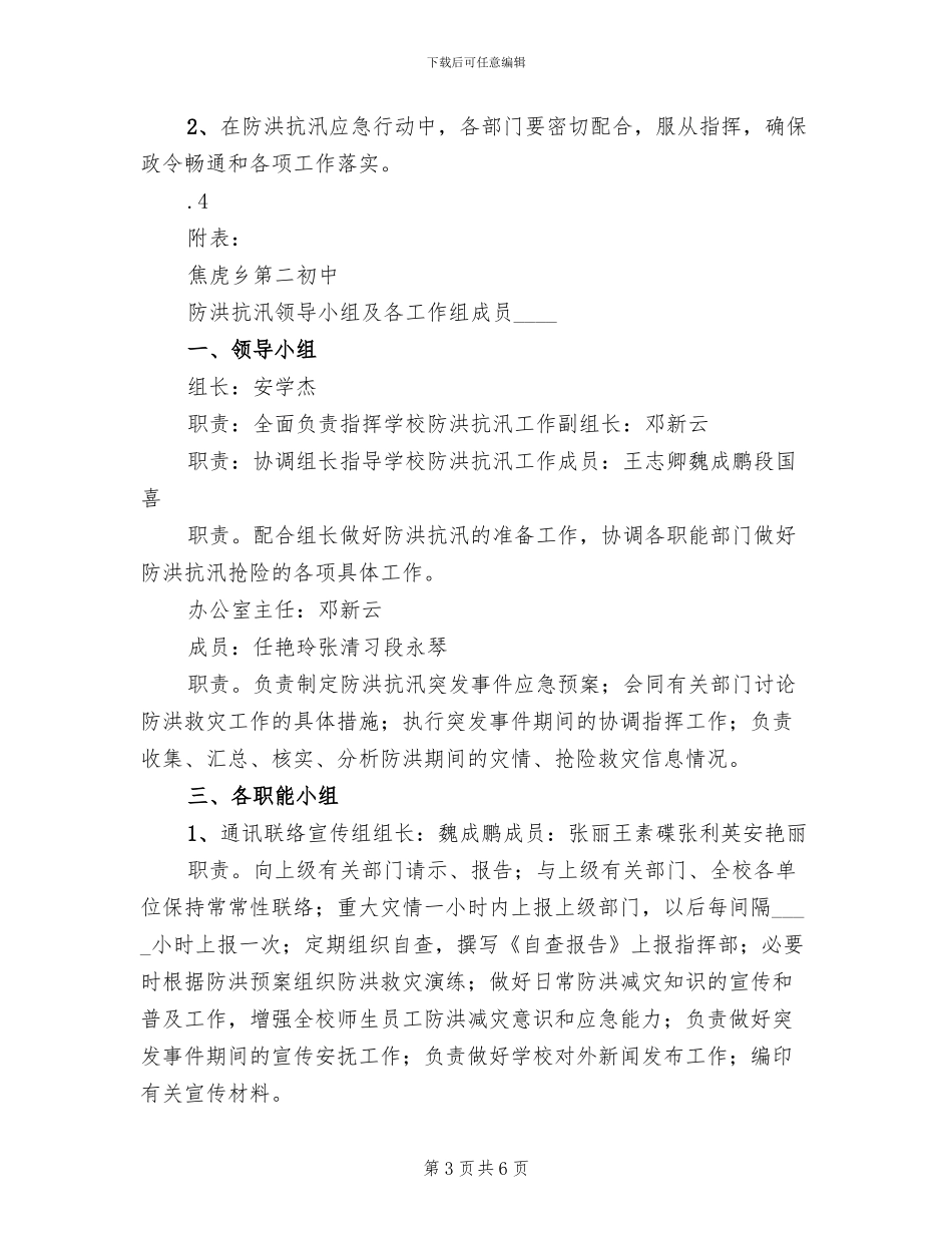 小学防洪抗汛应急预案模板_第3页