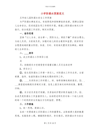 小学防溺水预案范文