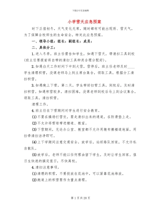 小学雪天应急预案