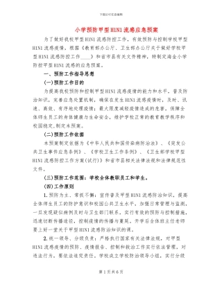 小学预防甲型H1N1流感应急预案