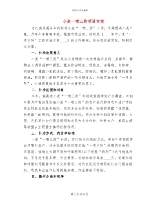 小麦一喷三防项目方案