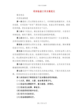 巡回检查工作方案范文