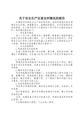 关于安全生产自查自纠情况的报告