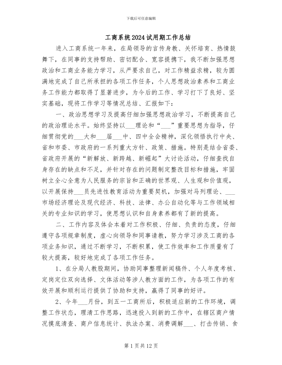 工商系统2024试用期工作总结_第1页