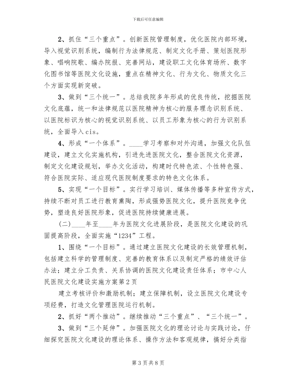 市中心人民医院文化建设实施方案范文_第3页