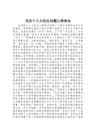 关注十八大民生问题心得体会