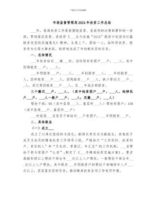 市场监督管理局2024年扶贫工作总结