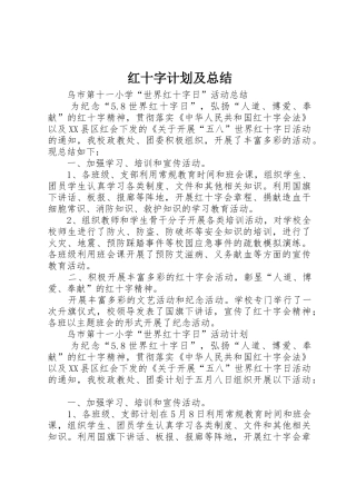 红十字计划及总结