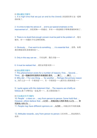 高中英语写作万能句型60例分类总结