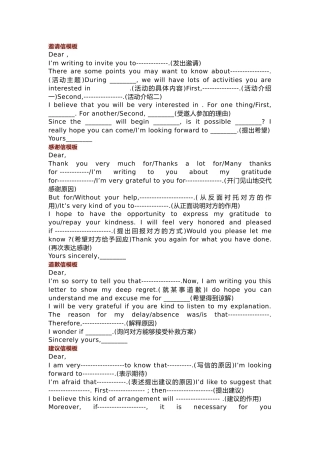 高中英语作文15套写作万能模板