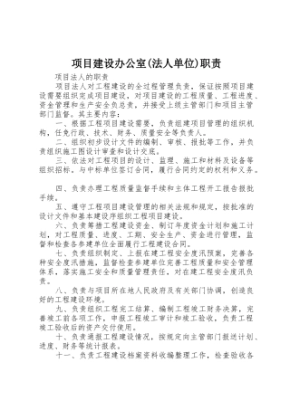 项目建设办公室(法人单位)职责