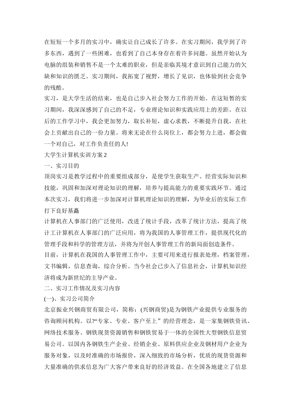 大学生计算机实训报告活动方案五篇_第3页