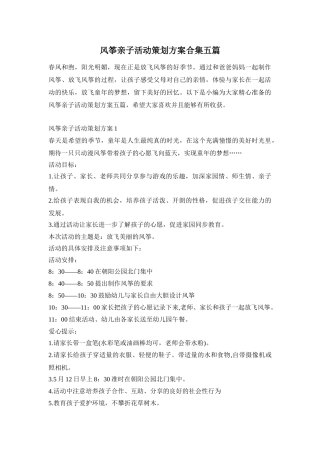 风筝亲子活动策划方案合集五篇