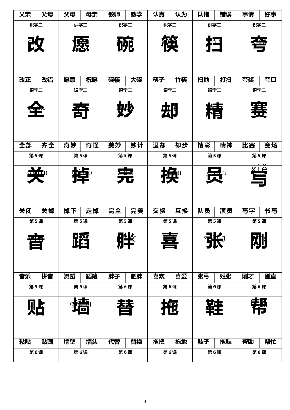 一年级语文下册生字卡片—打印格式_第3页