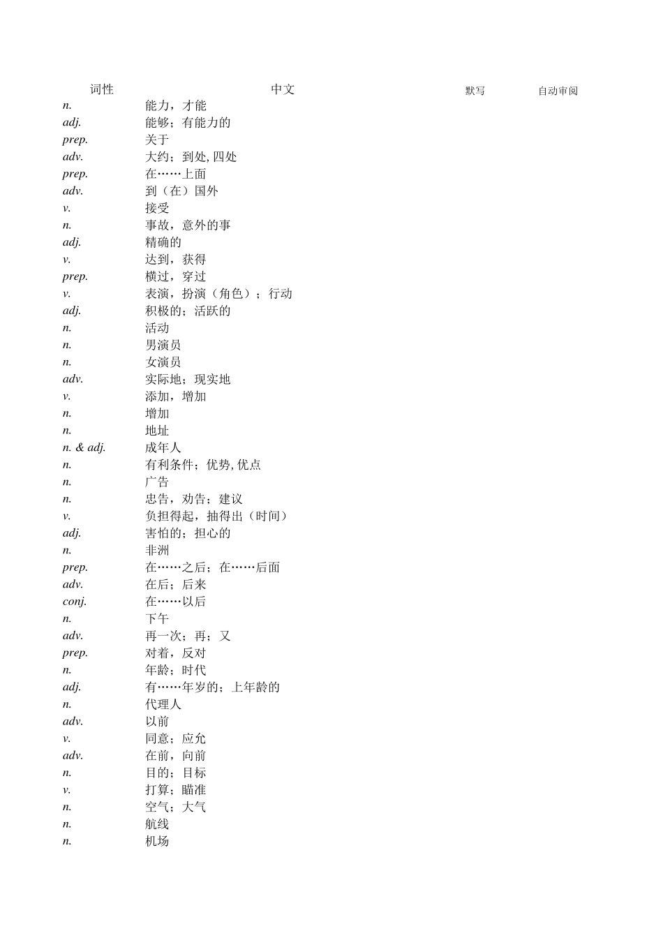上海中考英语词汇默写表(可自动批阅)_第1页