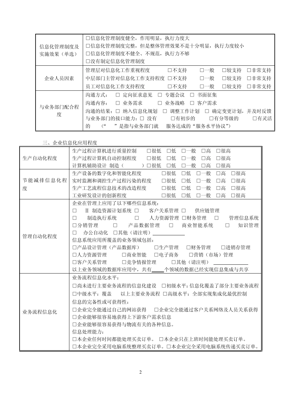 企业信息化调研问卷_第2页