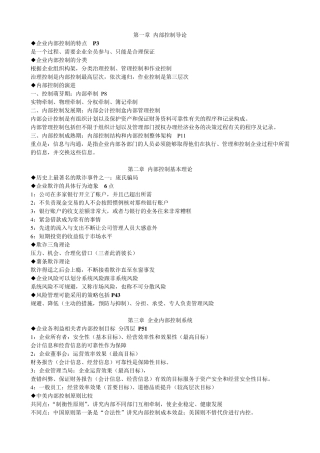 企业内部控制自学考考试重点