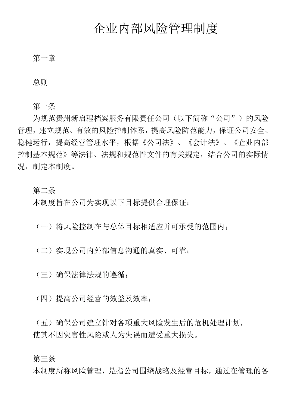 企业内部风险管理制度_第1页