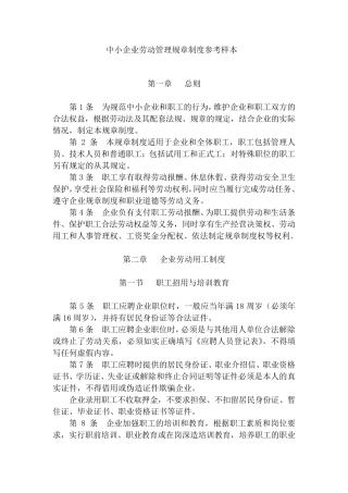 企业劳动管理规章制度