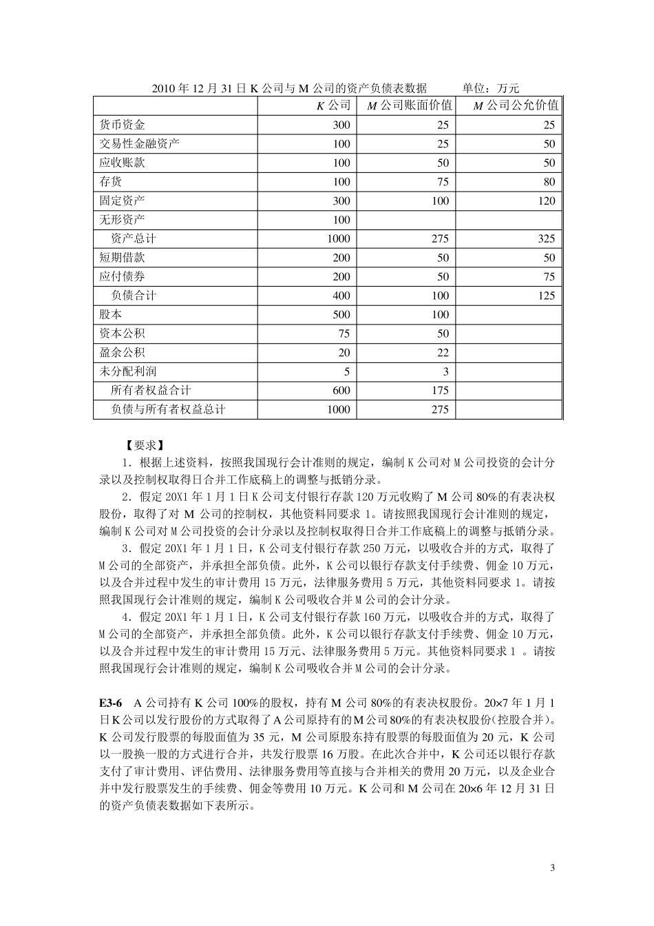 企业合并习题答案_第3页