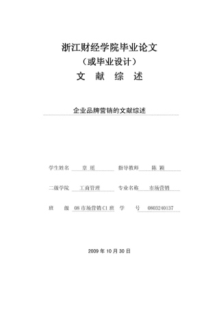 企业品牌营销的文献综述