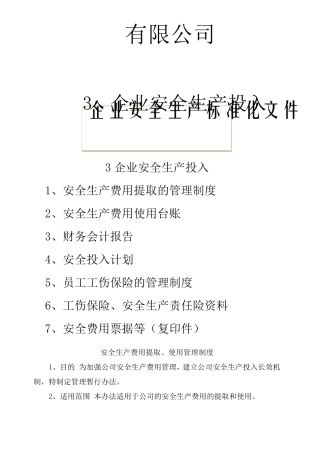 企业安全生产投入