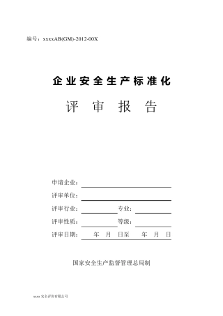 企业安全生产标准化评审报告