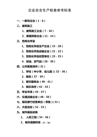 企业安全生产检查参考标准