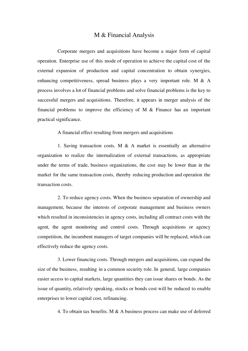 企业并购财务问题分析外文文献_第1页