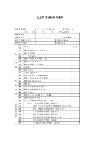 企业所得税纳税申报表