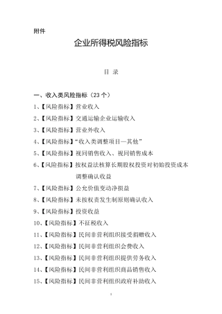 企业所得税风险指标