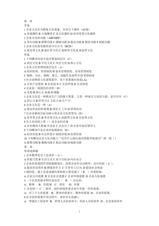 企业文化选择题大全