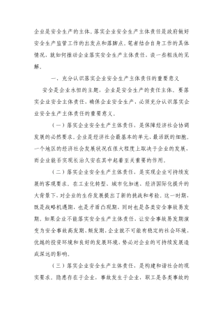 企业是安全生产的主体责任课件