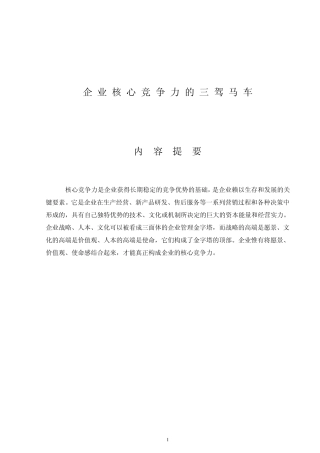 企业核心竞争力的三驾马车内容提要