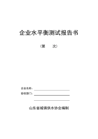 企业水平衡测试报告书(2009省厅)