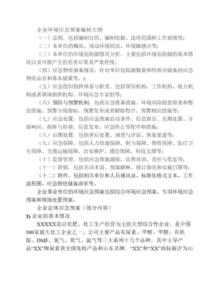 企业环境应急预案编制大纲