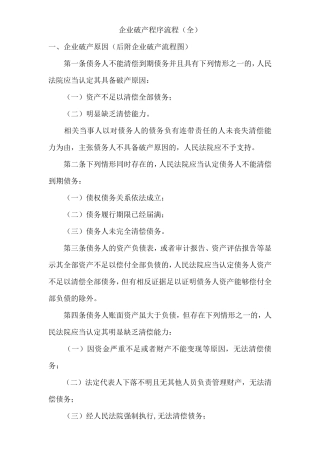 企业破产流程图(企业破产、重整、和解、清算流程)