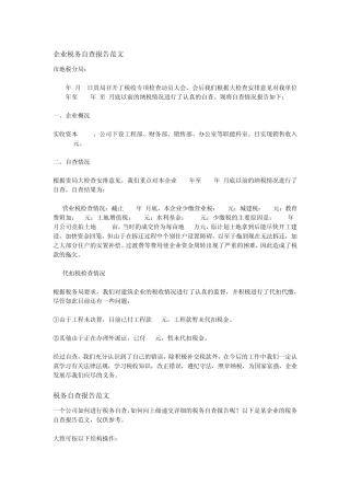 企业税务自查报告范文