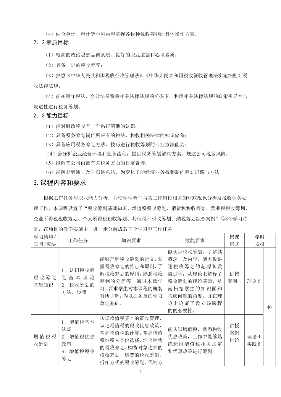 企业税收筹划课程标准_第2页