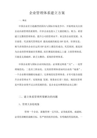 企业管理体系建立方案