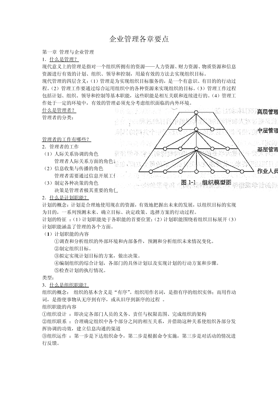 企业管理各章要点_第1页