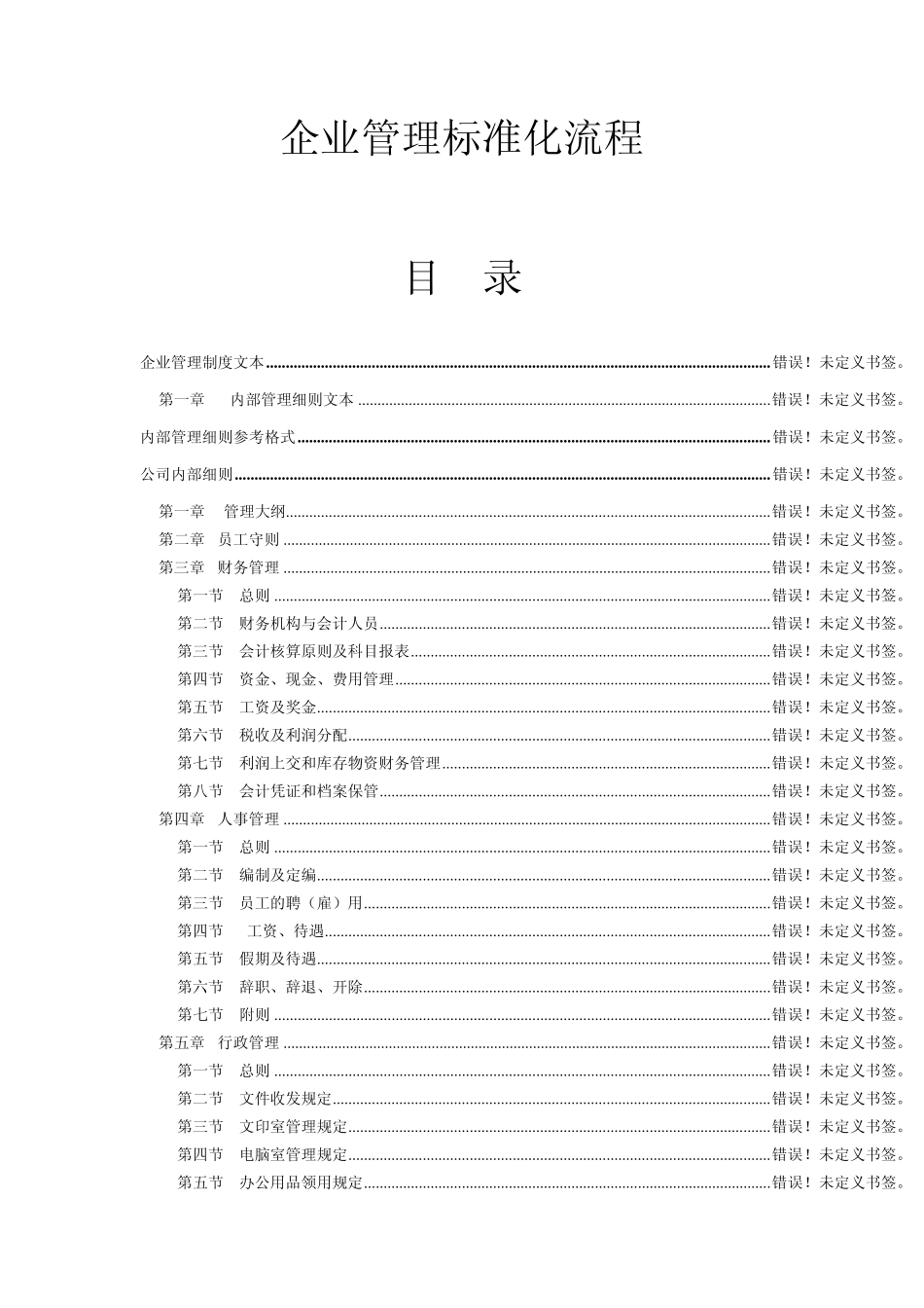 企业管理标准化流程目录_第1页