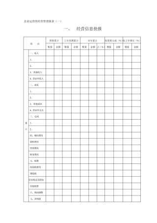 企业经营的经营管理报表