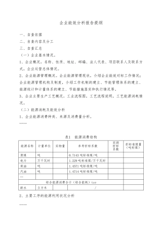企业能效分析报告提纲