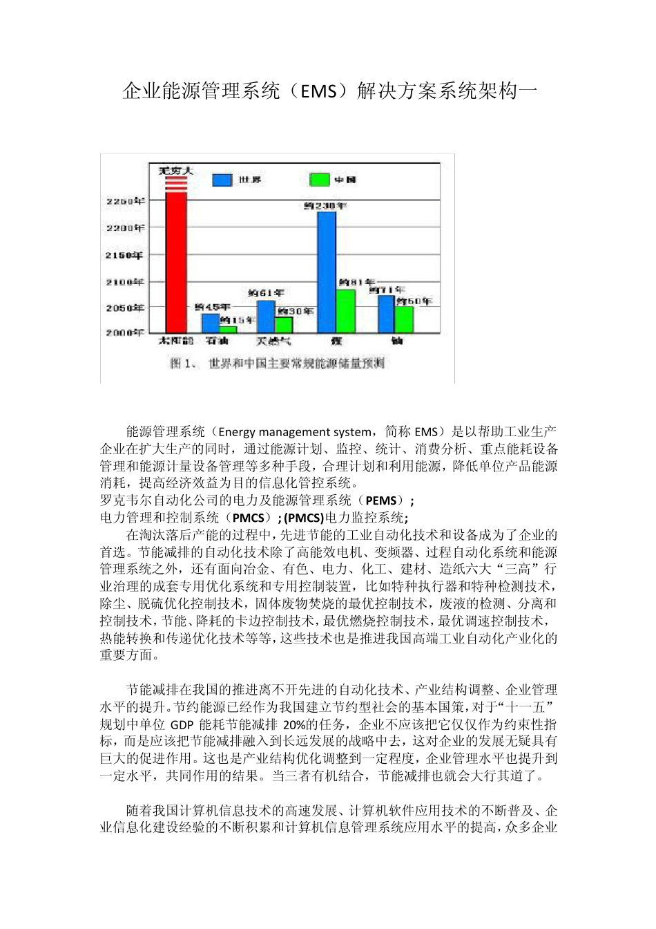 企业能源管理系统(EMS)解决方案系统架构_第1页